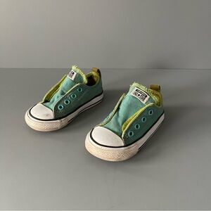 Converse Infant Aqua Lime Green All Star No Lace Sneaker 6 Canvas Journeys Foam